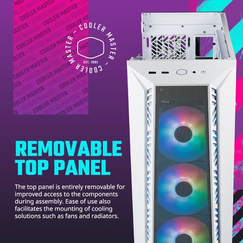 Cooler Master MasterBox 520 Mesh ARGB White E-ATX Mid Tower Case